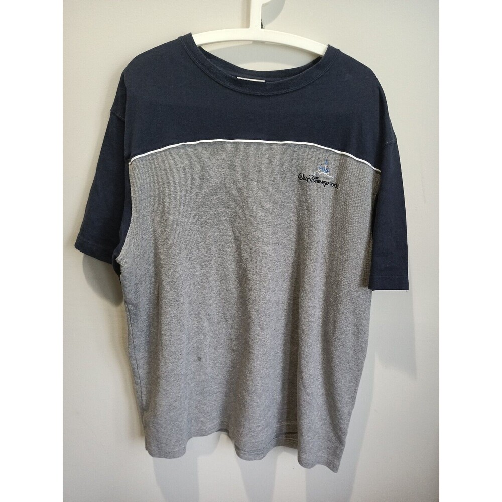 World Disney World Embroidered Blue And Gray 2XL Woven T Shirt
